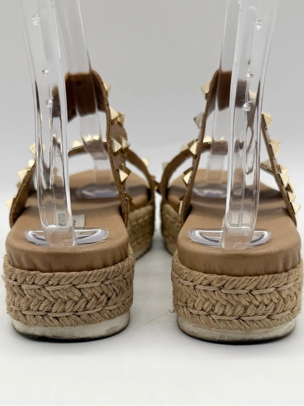 Steve Madden Jaime Studded Platform Espadrille Leather Strappy Sandals Tan Sz 6